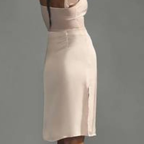 Brand New By Anthropologie Flutter-Sleeve Satin Sheath Dress - Picture 7 of 15